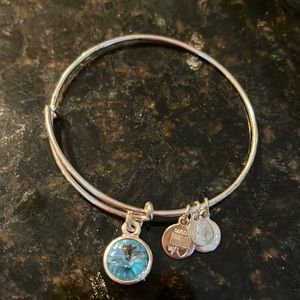Alex and Ani Silver Bangle Bracelet with Blue Birthstone (December or March)